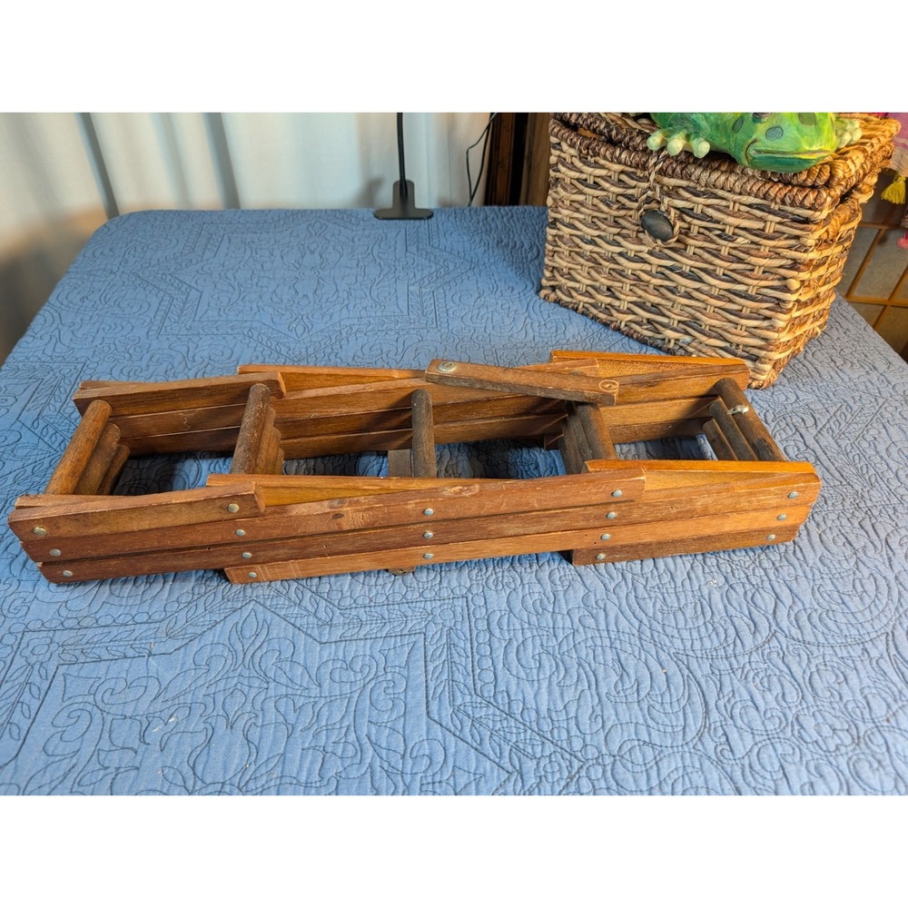 Wooden Accordion Wine Rack Collapsible 10 Bottle Holder Mid Century Vintage - Picture 9 of 12